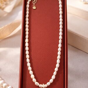 Camila Coelho White Pearl Necklace with Gold Clasp